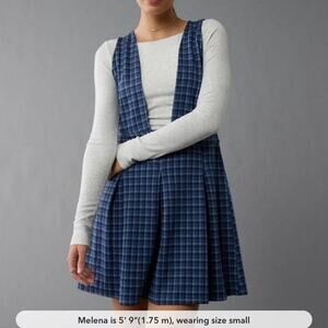 NWT American Eagle Chic Blue Plaid Pinafore Dress Size XL Preppy Clueless Vibes